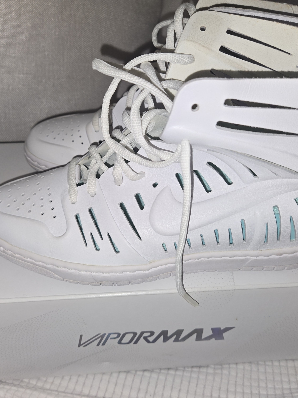 White Nike Womens Dunk Sky Hi 2.0 Joli Wedge Sneakers